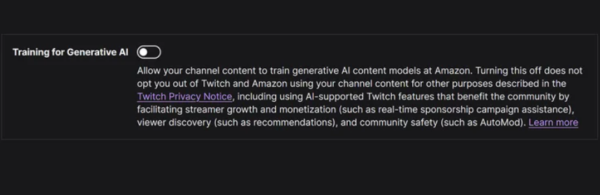 twitch怎么关闭ai训练